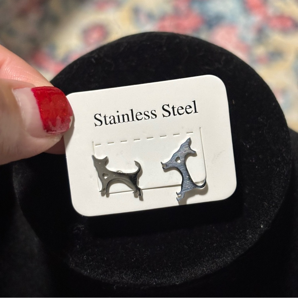 Cute Dog Earrings - Stainless Steel, Stud-Style Earrings, Dog Silouhette!
